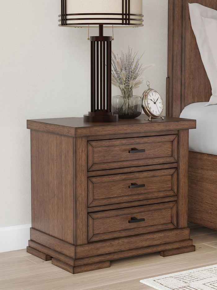 Taffenbrook - Three Drawer Night Stand - Medium Brown image 3