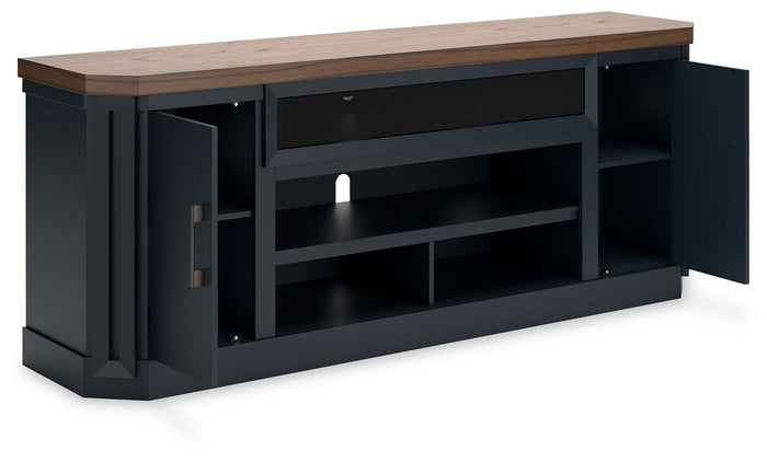 Landocken - XL TV Stand W/Fireplace Option - Brown / Blue image 2