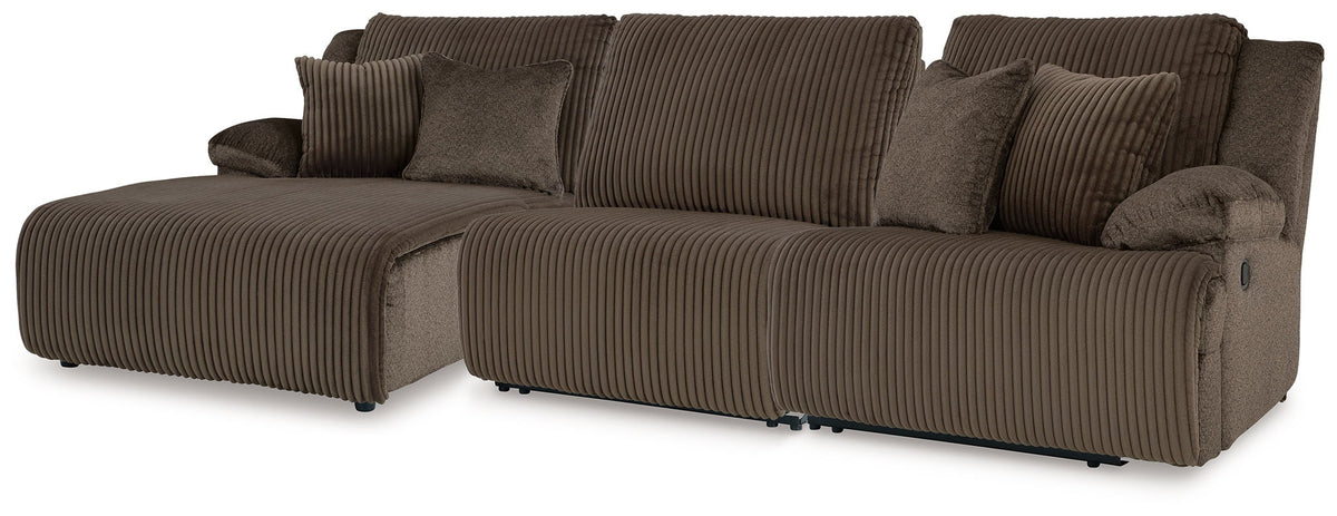 Dark Brown / 3 Pc. Left Arm Facing Press Back Chaise And Armless Recliner Sectional