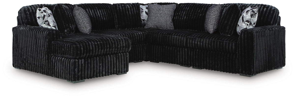 Black / 5 Pc. Left Arm Facing Corner Chaise Sectional