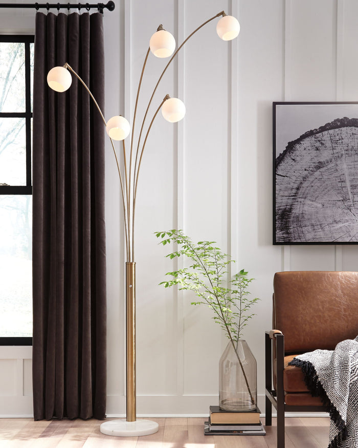 Taliya - Metal Arc Lamp  - Champagne / White image 3