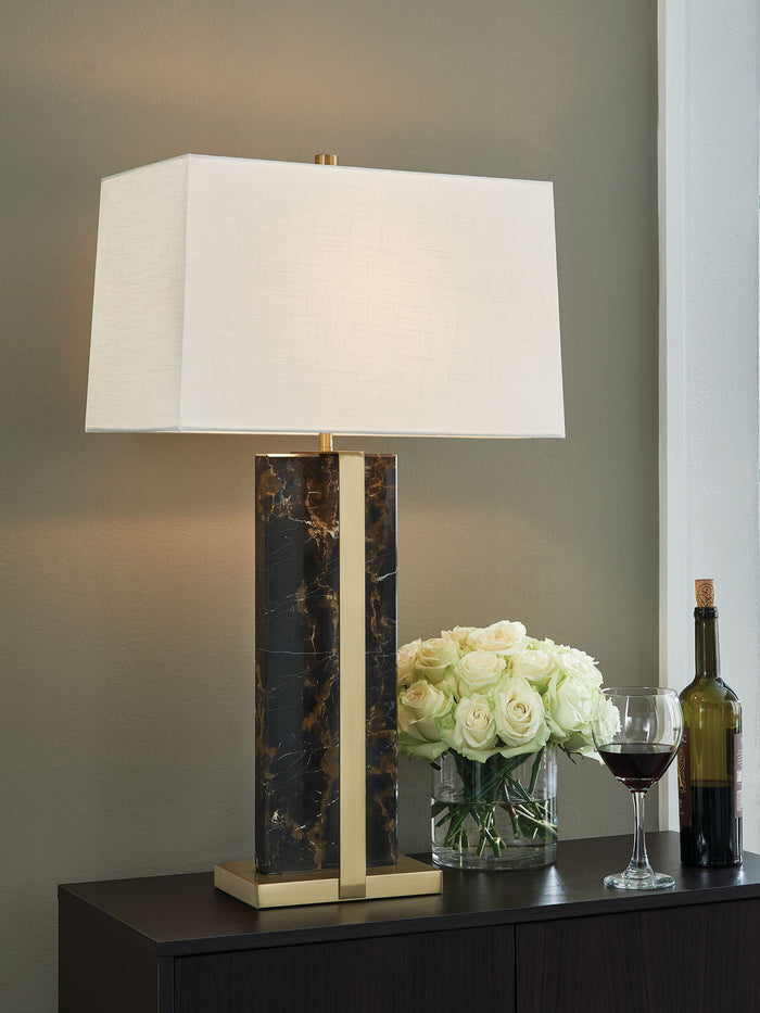 Neonish - Marble Table Lamp - Black / Gold Finish image 3