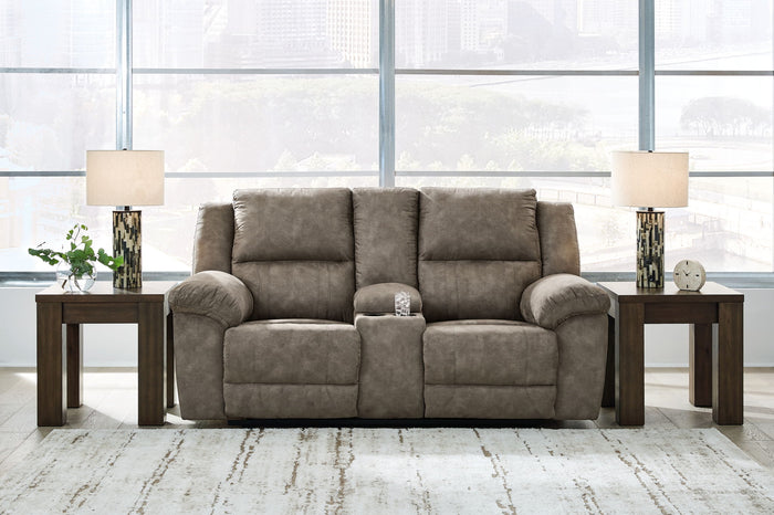 Laresview - Dbl Reclining Loveseat With Console - Faux Leather - Fossil image 3