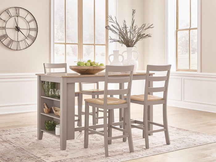 Harperfeld - 5 Pc. - Dining Table And 4 Barstools - Natural / Gray image 2