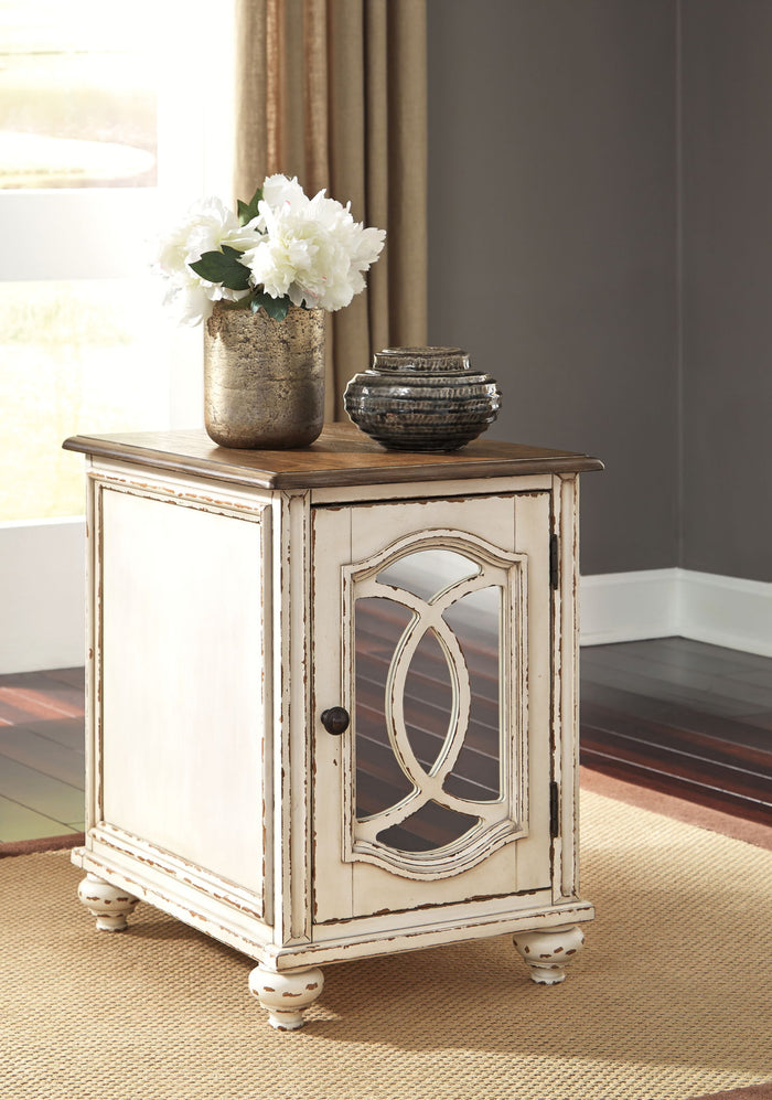 Realyn - Chair Side End Table - Insert Mirror - White / Brown image 3