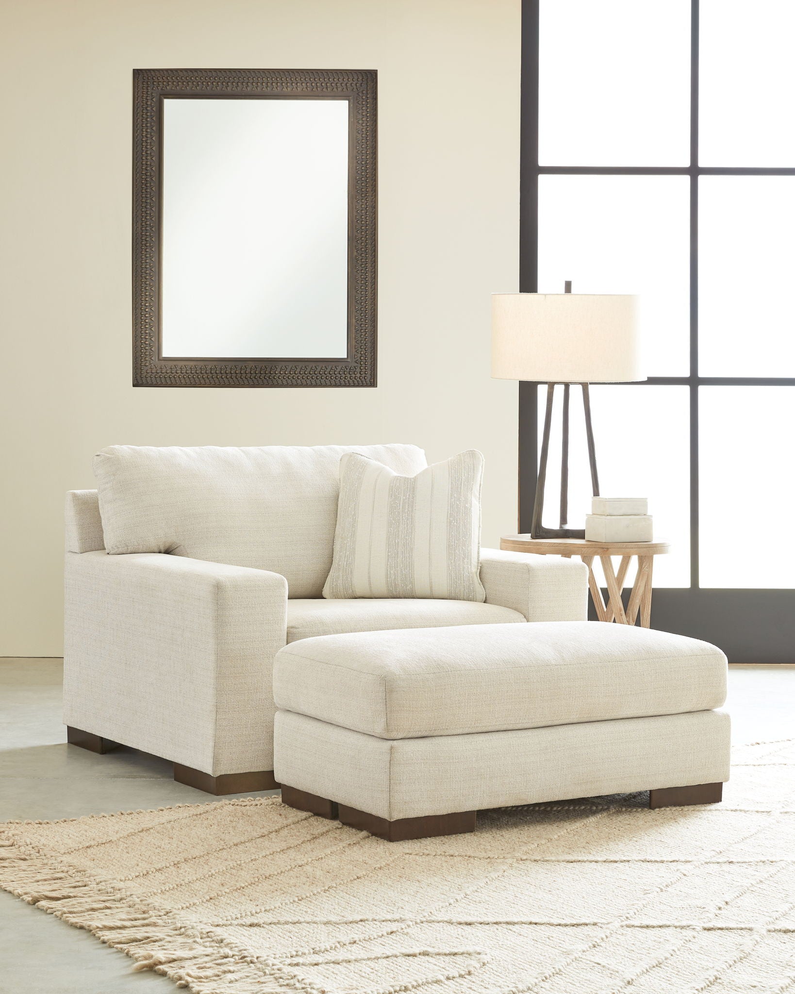 Beige / 2 Pc. Chair And A Half, Ottoman