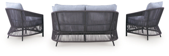 Bridges Beach - Loveseat, Lounge Chairs, Table Set (Set of 4) - Gray image 3