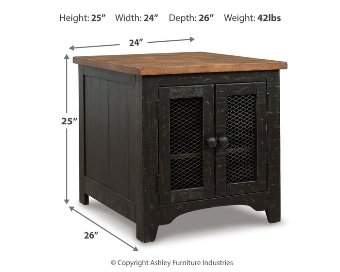 Valebeck - Rectangular End Table - Black / Brown image 3