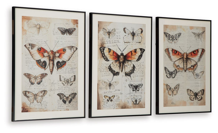 Jossletts - Wall Art Set (Set of 3) - Orange / Black / Ivory image 4