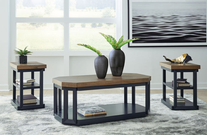 Landocken - Occasional Table Set (Set of 3) - Brown / Blue image 3