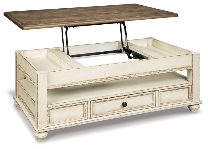 Realyn - Lift Top Cocktail Table - White / Brown image 3