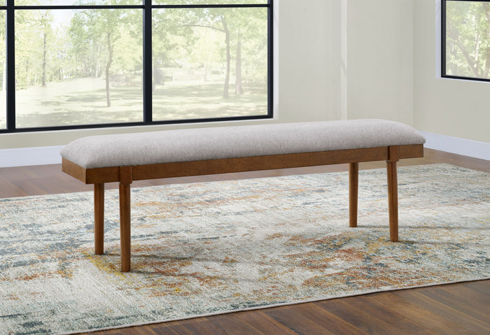 Lyncott - Large Upholstered Dining Room Bench - Gray / Brown image 3