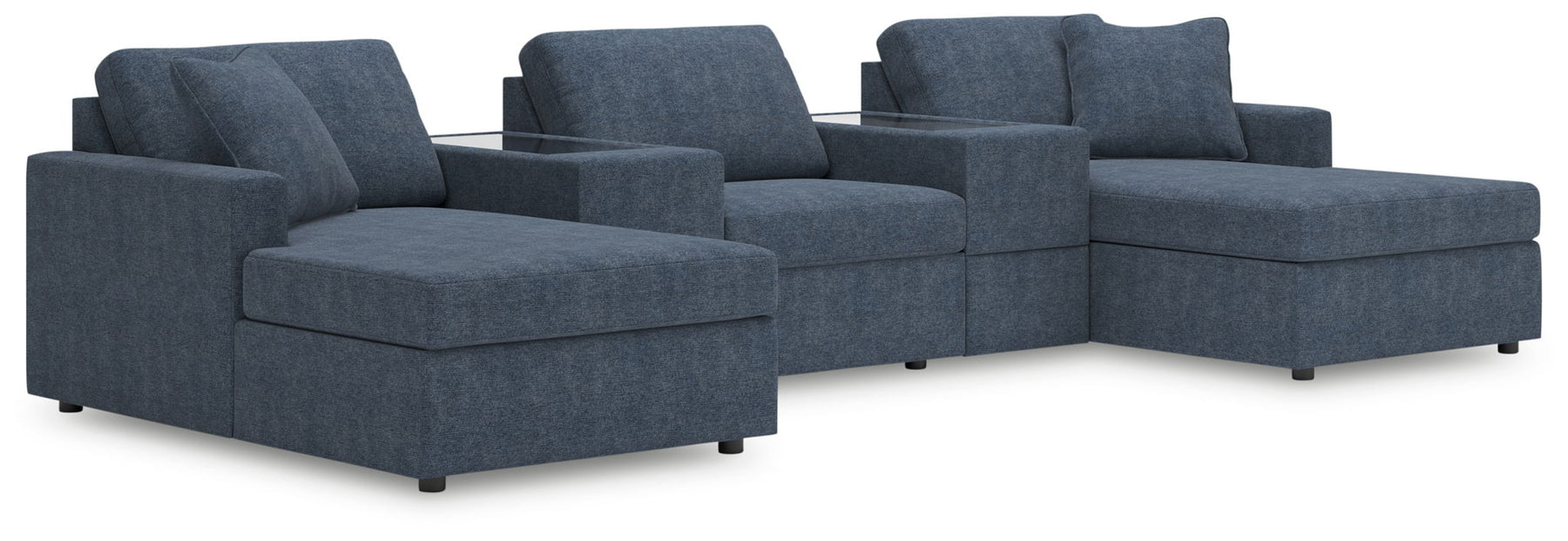 Blue / 5 Pc. Pit Sectional With Storage Consoles
