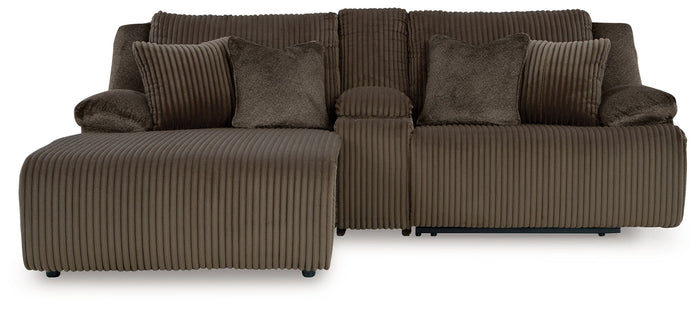 Top Tier - 3-Piece Reclining Sectional Sofa With Laf Press Back Chaise - Fabric - Chocolate image 1
