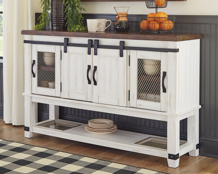 Valebeck - Dining Room Server - White / Brown image 2