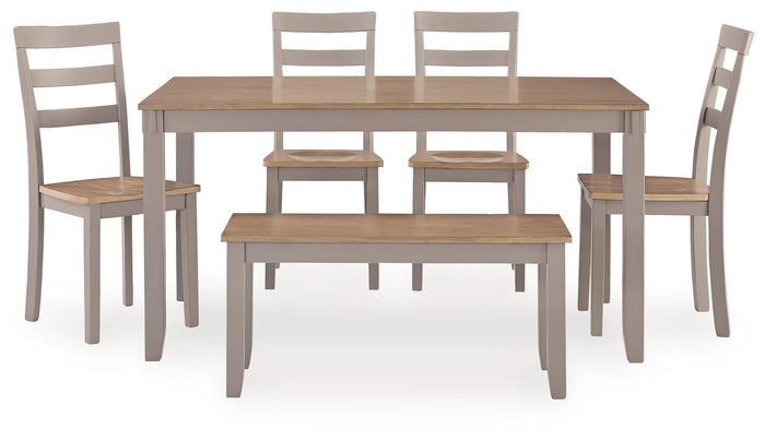 Harperfeld - Dining Room Table Set (Set of 6) - Natural / Gray image 3