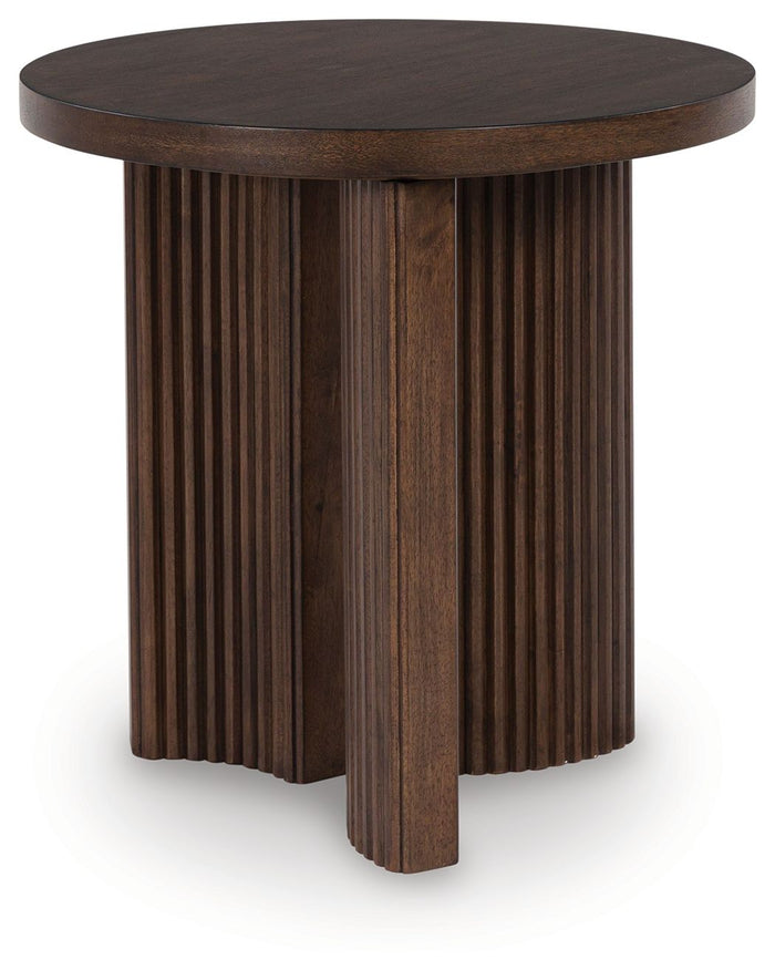 Korestone - Round End Table - Dark Brown image 1