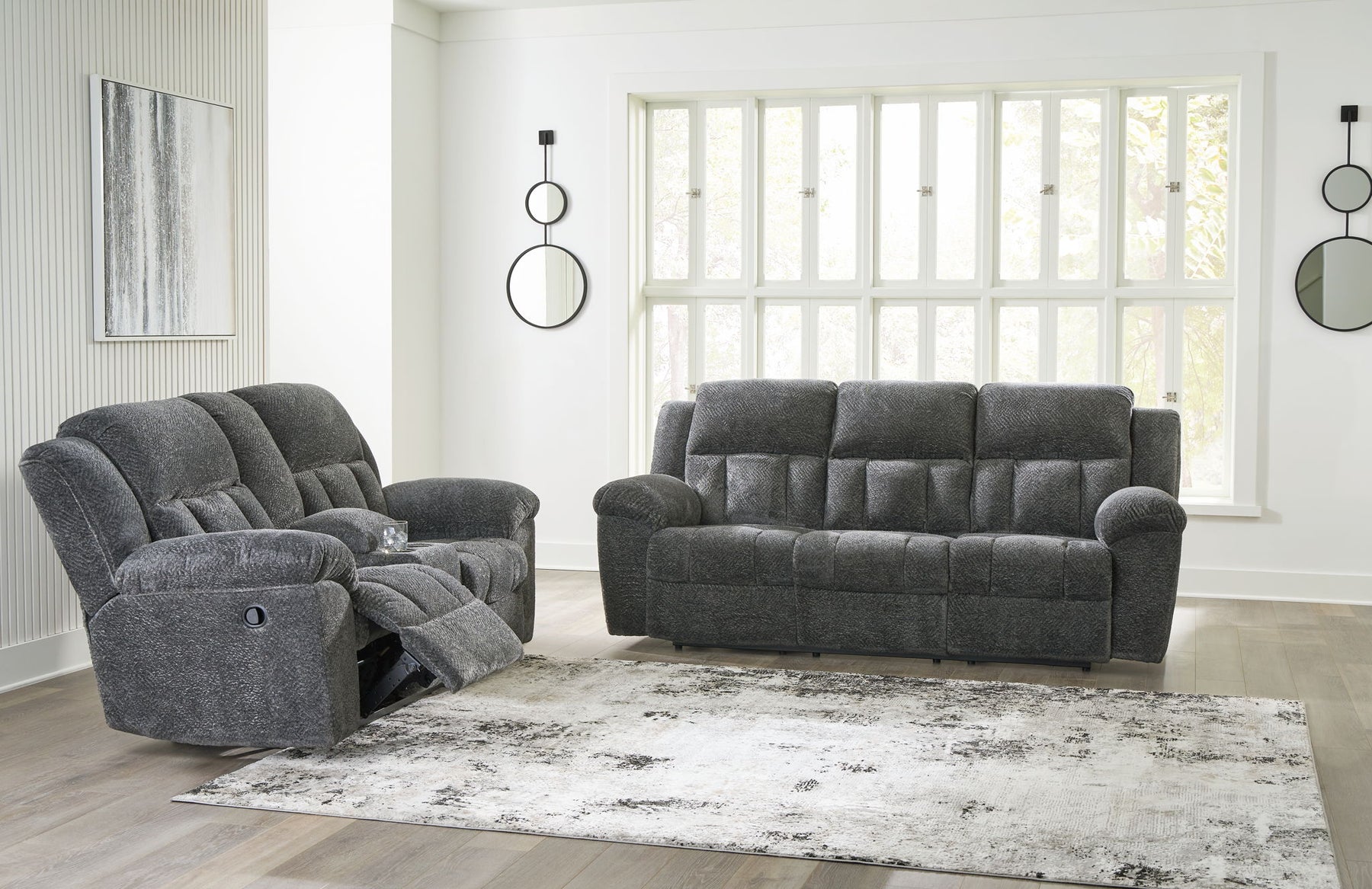 Dark Gray / 2 Pc. Reclining Sofa, Reclining Loveseat With Console