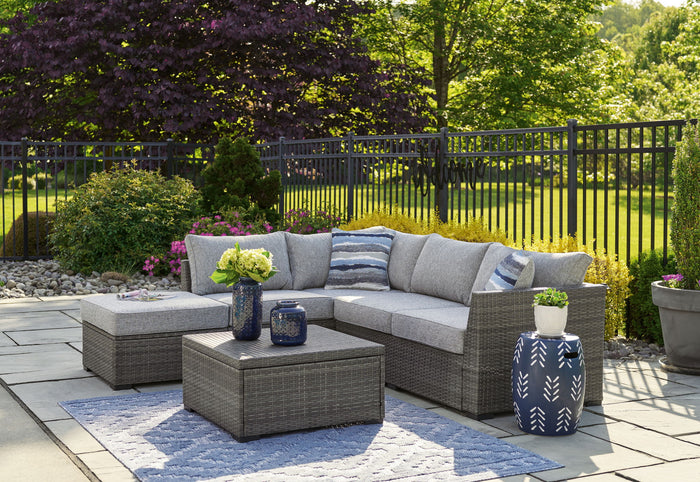 Petal Road - Loveseat Sectional, Ottoman, Table Set (Set of 4) - Gray image 3