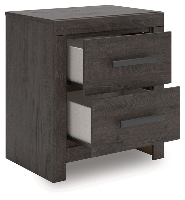 Prendonea - Two Drawer Night Stand - Charcoal image 2