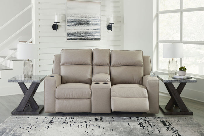 Lavenhorne - Dbl Rec Loveseat W/Console - Pebble image 2