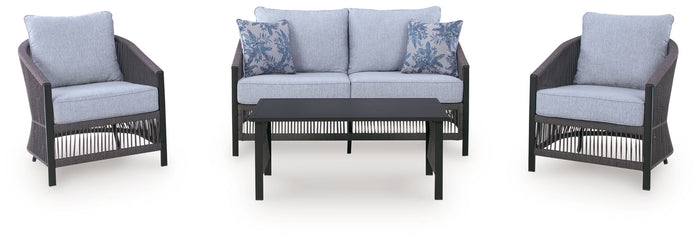 Bridges Beach - Loveseat, Lounge Chairs, Table Set (Set of 4) - Gray image 4