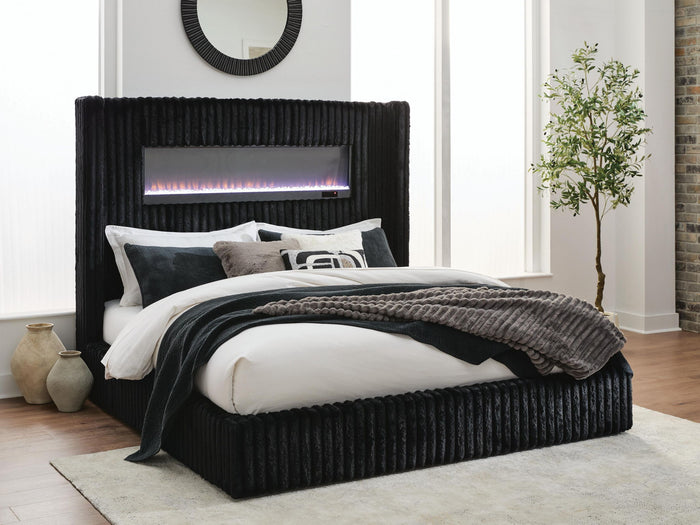 Tayleena - Upholstered Bed With Fireplace And Wireless Audio image 3