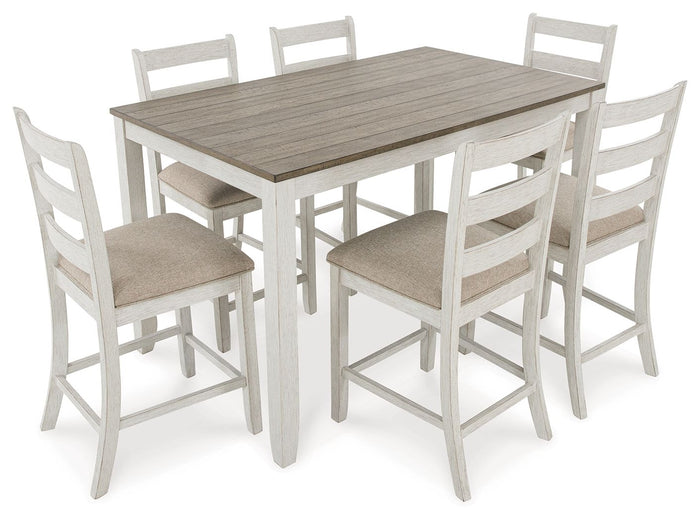 Skempton - Counter Height Dining Table and Bar Stools (Set of 7) - White / Light Brown image 2