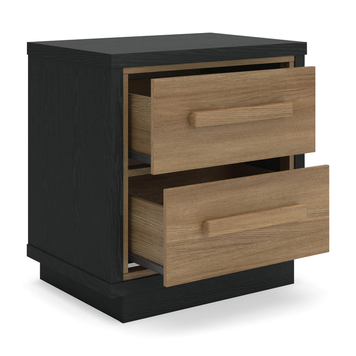 Kozmour - Two Drawer Night Stand - Black / Brown image 3