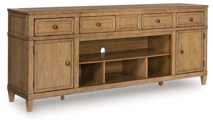 Sharlance - XL TV Stand With Fireplace Option - Light Brown image 1