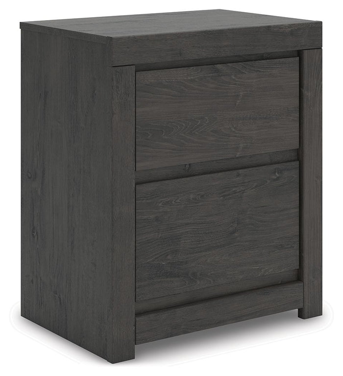 Fraluna - Two Drawer Night Stand - Charcoal image 1
