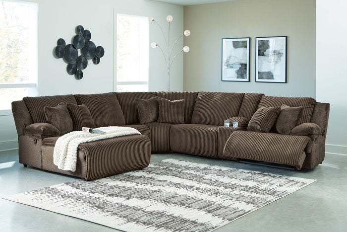 Top Tier - 6-Piece Reclining Sectional With Laf Press Back Chaise - Fabric - Chocolate image 2