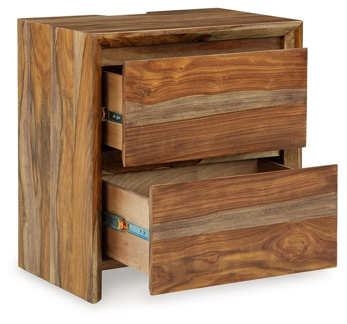 Dressonni - Two Drawer Night Stand - Brown image 2
