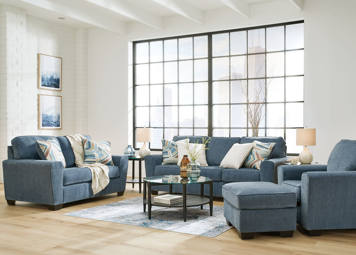 Blue / 4 Pc. Sofa, Loveseat, Chair, Ottoman