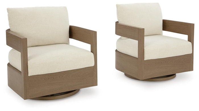 Serene Bay - Swivel Glider Chair With Cushion - Dark Brown / White image 4