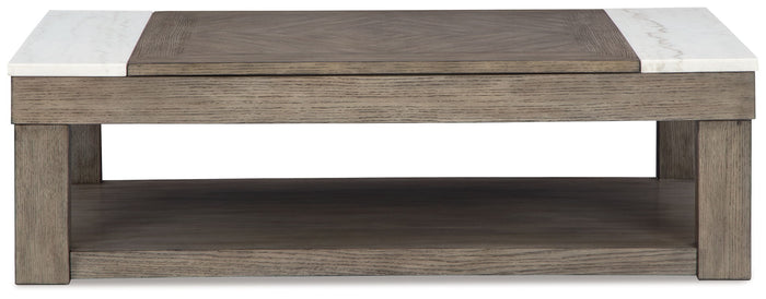 Loyaska - Lift Top Cocktail Table - Grayish Brown / White image 2