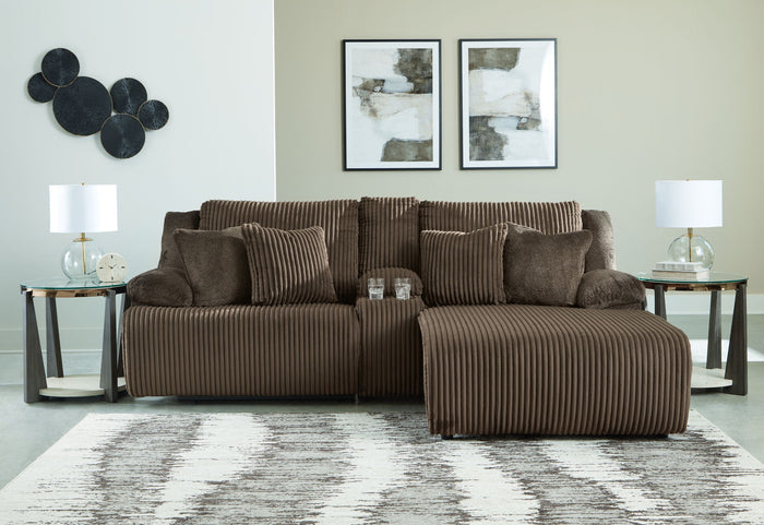 Top Tier - 3-Piece Reclining Sectional Sofa With Raf Press Back Chaise - Fabric - Chocolate image 2