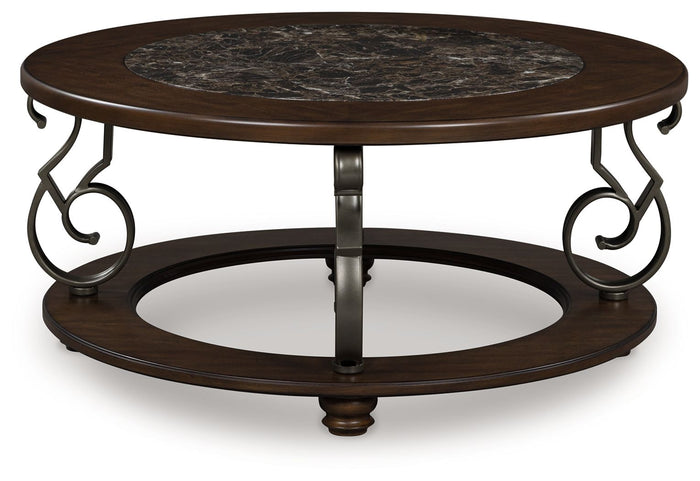 Frallyn - Round Cocktail Table - Dark Brown image 3