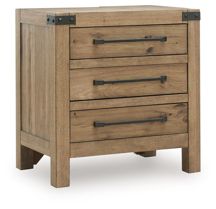 Ridgester - Three Drawer Night Stand - Light Brown image 1