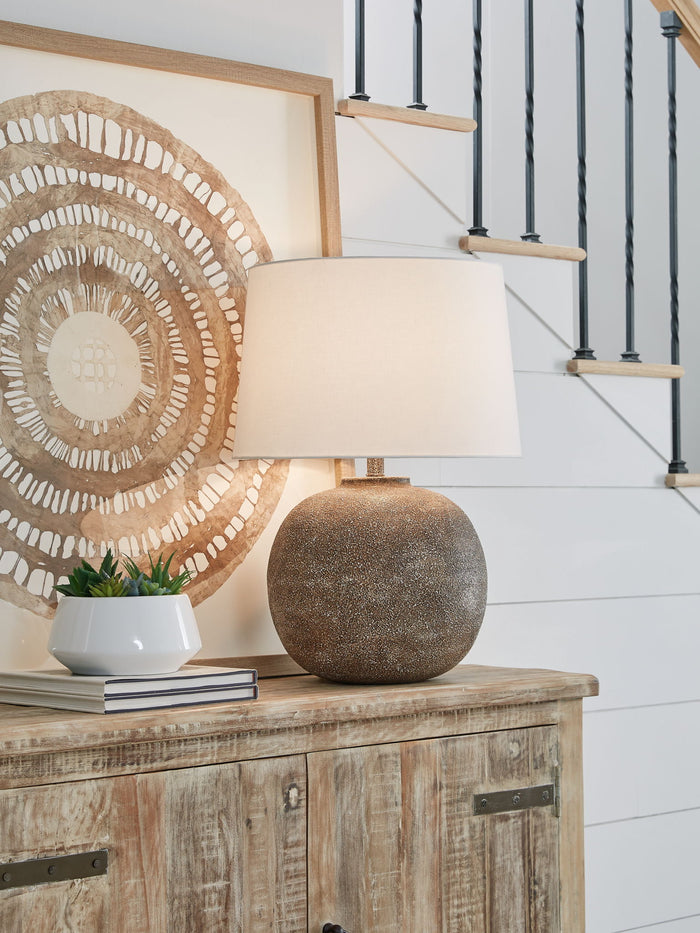 Neavesboro - Metal Table Lamp - Antique Brown / White image 3