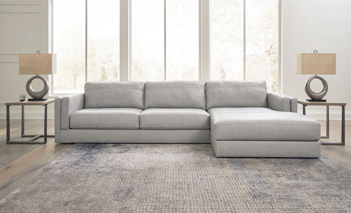 Amiata - 2-Piece Sectional With Raf Corner Chaise - Leather Match - Glacier image 3