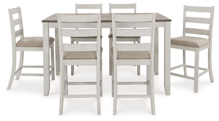 Skempton - Counter Height Dining Table and Bar Stools (Set of 7) - White / Light Brown image 3
