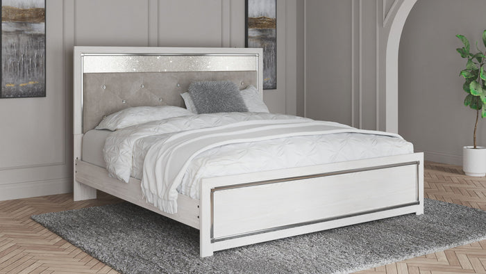 Altyra - King Panel Bed With Upholstered Headboard - White image 2