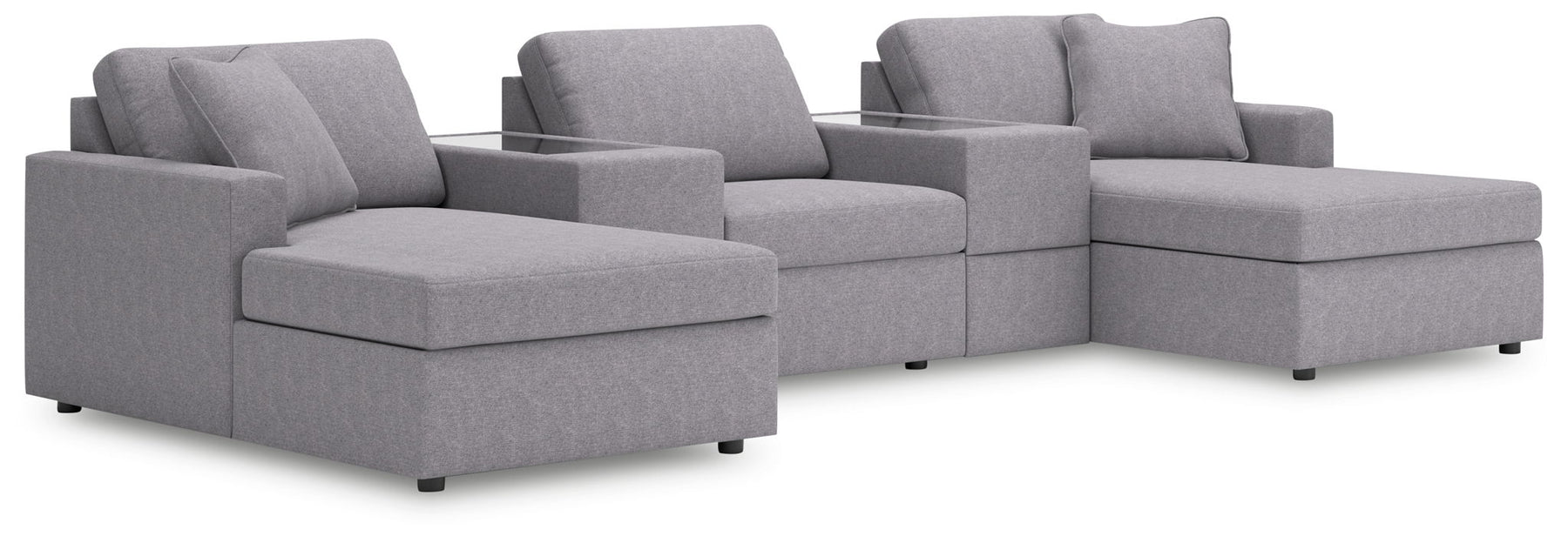 Gray / 5 Pc. Pit Sectional With Storage Consoles