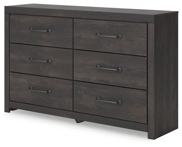 Hollivern - Six Drawer Dresser - Dark Gray image 2