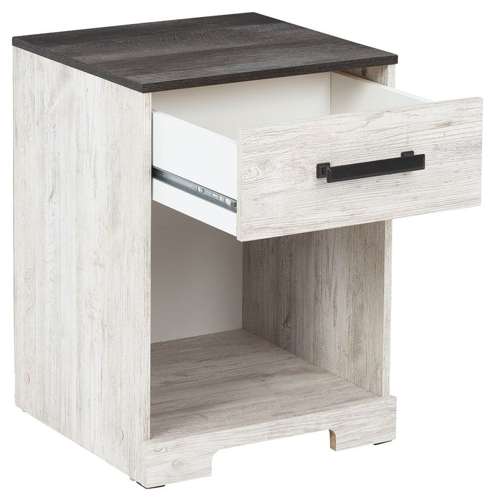 Shawburn - One Drawer Night Stand - Whitewash / Charcoal Gray image 2
