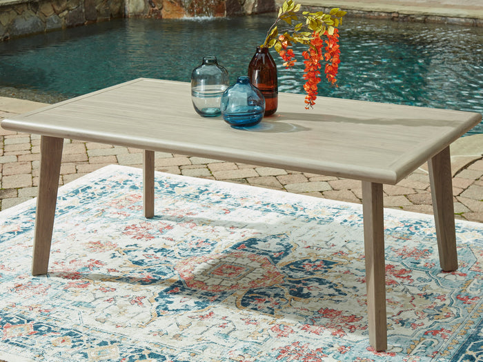 Cliff Trails - Rectangle Dining Table With Umbrella Option - Beige image 2