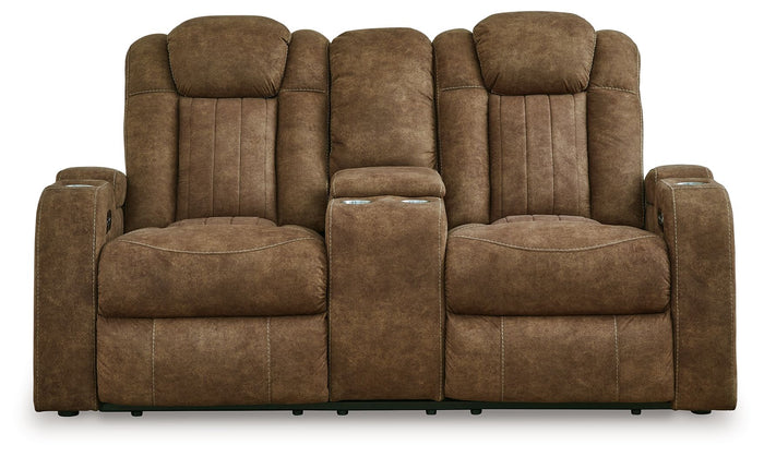 Wolfridge - Power Reclining Loveseat With Console /Adj Hdrst - Brindle image 3