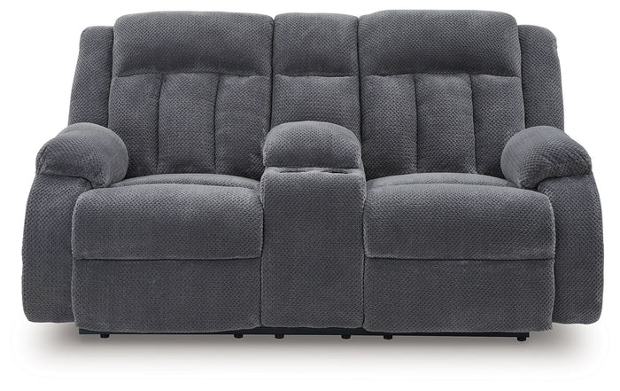 Observation - Double Reclining Power Loveseat With Console - Steel image 3