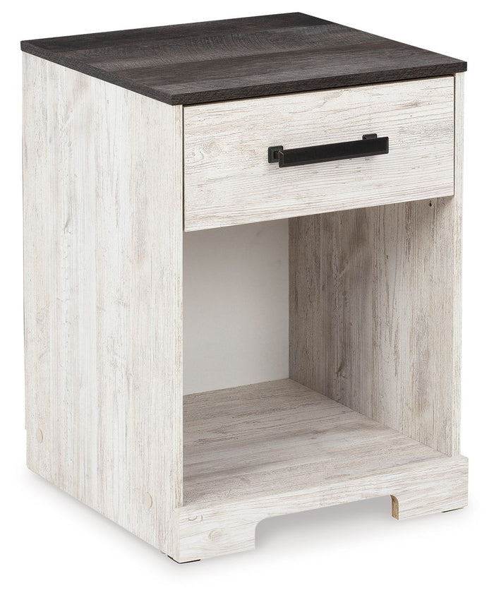 Shawburn - One Drawer Night Stand - Open Cubby - White / Black / Gray image 1